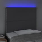vidaXL Čelo postele s LED tmavosivé 200x7x118/128 cm látka – Obrázok 3