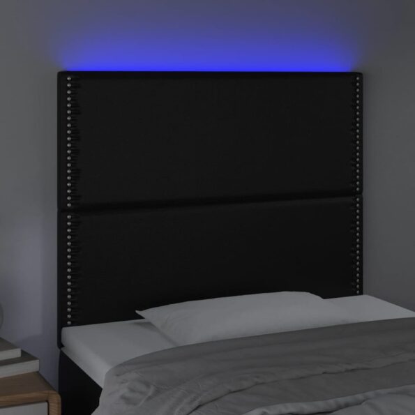 vidaXL Čelo postele s LED čierne 90x5x118/128 cm umelá koža – Obrázok 3