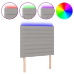 vidaXL Čelo postele s LED bledosivé 90x5x118/128 cm látka – Obrázok 2