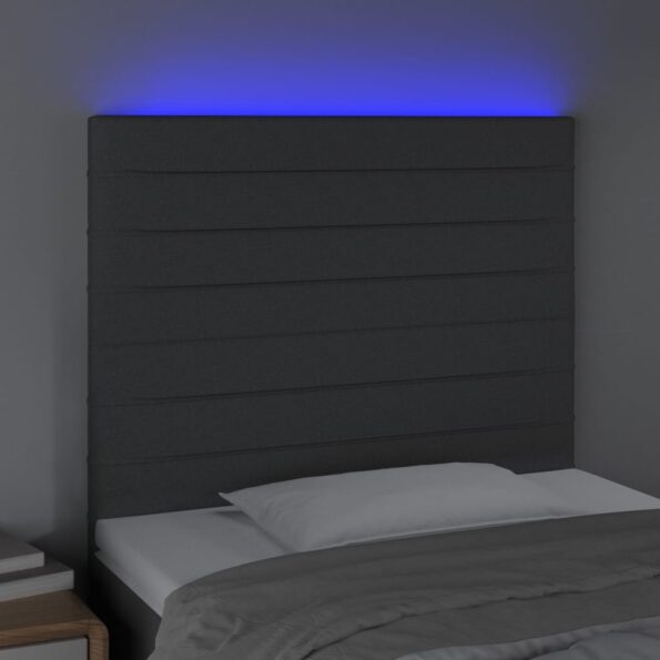 vidaXL Čelo postele s LED tmavosivé 90x5x118/128 cm látka – Obrázok 3