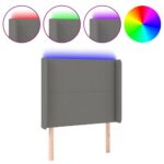 vidaXL Čelo postele s LED tmavosivé 93x16x118/128 cm látka – Obrázok 2