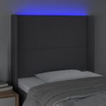 vidaXL Čelo postele s LED tmavosivé 93x16x118/128 cm látka – Obrázok 4