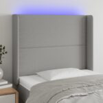 vidaXL Čelo postele s LED bledosivé 103x16x118/128 cm látka