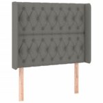 vidaXL Čelo postele s LED tmavosivé 103x16x118/128 cm látka – Obrázok 3