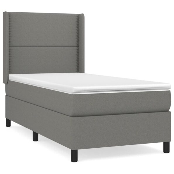 vidaXL Boxspring posteľ s matracom tmavosivá 90x200 cm látka – Obrázok 2