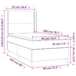 vidaXL Boxspring posteľ s matracom tmavosivá 90x200 cm látka – Obrázok 7