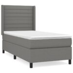 vidaXL Boxspring posteľ s matracom tmavosivá 90x200 cm látka – Obrázok 2
