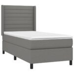 vidaXL Boxspring posteľ s matracom tmavosivá 90x200 cm látka – Obrázok 3