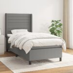 vidaXL Boxspring posteľ s matracom tmavosivá 90x200 cm látka