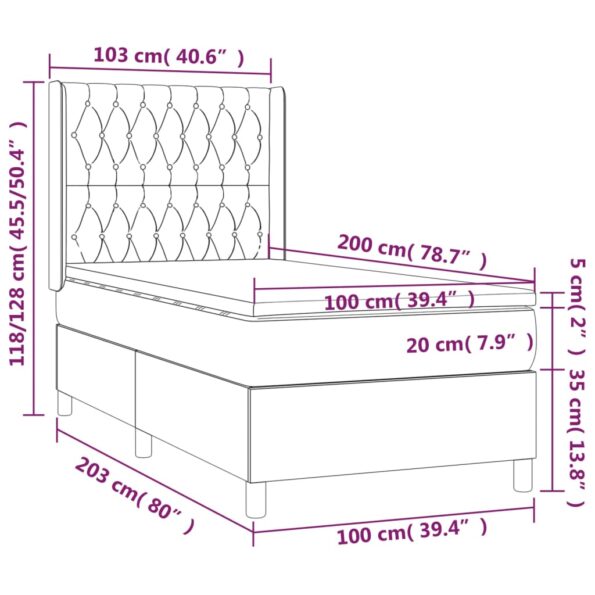 vidaXL Boxspring posteľ s matracom tmavosivá 100x200 cm látka – Obrázok 7