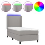 vidaXL Posteľ boxsping s matracom a LED bledosivá 90x200 cm látka – Obrázok 2