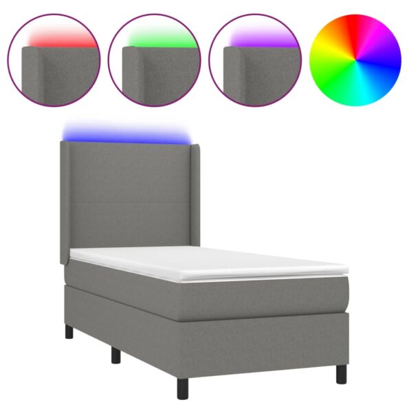 VXL8720287347354_a_en_hd_1.jpg vidaXL Posteľ boxsping s matracom a LED tmavosivá 90x200 cm látka – Obrázok 2