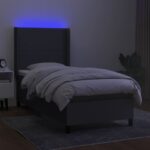 vidaXL Posteľ boxsping s matracom a LED tmavosivá 90x200 cm látka – Obrázok 3