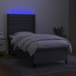 vidaXL Posteľ boxsping s matracom a LED tmavosivá 90x200 cm látka – Obrázok 3