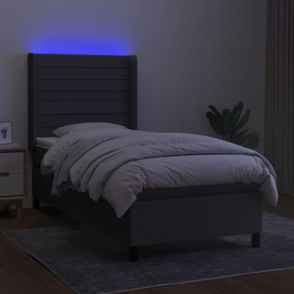 VXL8720287349754_g_en_hd_1.jpg vidaXL Posteľ boxsping s matracom a LED tmavosivá 90x200 cm látka – Obrázok 3