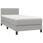 vidaXL Posteľ boxsping s matracom a LED bledosivá 100x200 cm látka – Obrázok 3