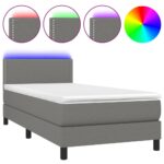vidaXL Posteľ boxsping s matracom a LED tmavosivá 90x200 cm látka – Obrázok 2