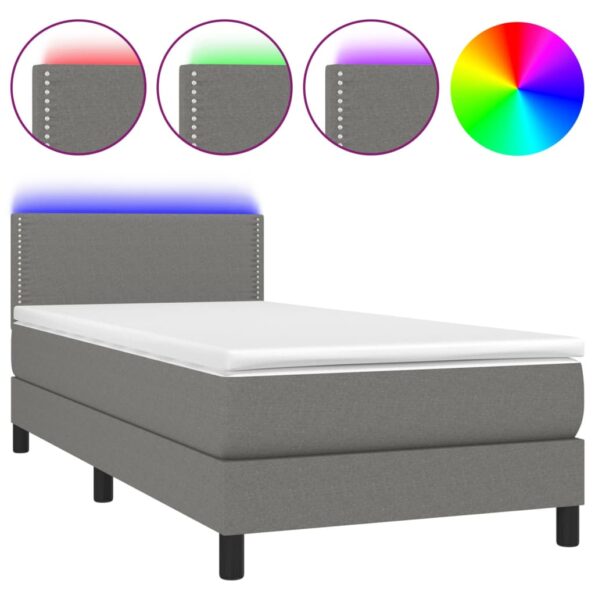 VXL8720287365709_a_en_hd_1.jpg vidaXL Posteľ boxsping s matracom a LED tmavosivá 90x200 cm látka – Obrázok 2
