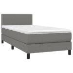 vidaXL Posteľ boxsping s matracom a LED tmavosivá 90x200 cm látka – Obrázok 3
