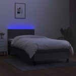 vidaXL Posteľ boxsping s matracom a LED tmavosivá 90x200 cm látka – Obrázok 4