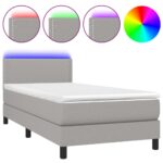 vidaXL Posteľ boxsping s matracom a LED bledosivá 100x200 cm látka – Obrázok 2