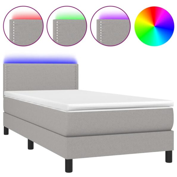 VXL8720287365778_a_en_hd_1.jpg vidaXL Posteľ boxsping s matracom a LED bledosivá 100x200 cm látka – Obrázok 2