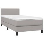 vidaXL Posteľ boxsping s matracom a LED bledosivá 100x200 cm látka – Obrázok 3
