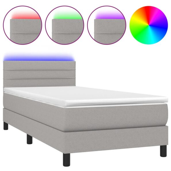 VXL8720287367376_a_en_hd_1.jpg vidaXL Posteľ boxsping s matracom a LED bledosivá 100x200 cm látka – Obrázok 2