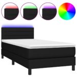 vidaXL Posteľ boxsping s matracom a LED čierna 100x200 cm látka – Obrázok 2