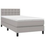vidaXL Posteľ boxsping s matracom a LED bledosivá 90x200 cm látka – Obrázok 3