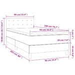 vidaXL Posteľ boxsping s matracom a LED bledosivá 90x200 cm látka – Obrázok 8