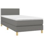 vidaXL Posteľ boxsping s matracom a LED tmavosivá 90x200 cm látka – Obrázok 3