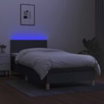 vidaXL Posteľ boxsping s matracom a LED tmavosivá 90x200 cm látka – Obrázok 4