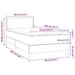 vidaXL Posteľ boxsping s matracom a LED tmavosivá 90x200 cm látka – Obrázok 8