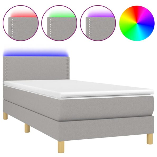 VXL8720287371373_a_en_hd_1.jpg vidaXL Posteľ boxsping s matracom a LED bledosivá 100x200 cm látka – Obrázok 2