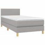 vidaXL Posteľ boxsping s matracom a LED bledosivá 100x200 cm látka – Obrázok 3
