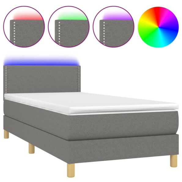 VXL8720287371380_a_en_hd_1.jpg vidaXL Posteľ boxsping s matracom a LED tmavosivá 100x200 cm látka – Obrázok 2
