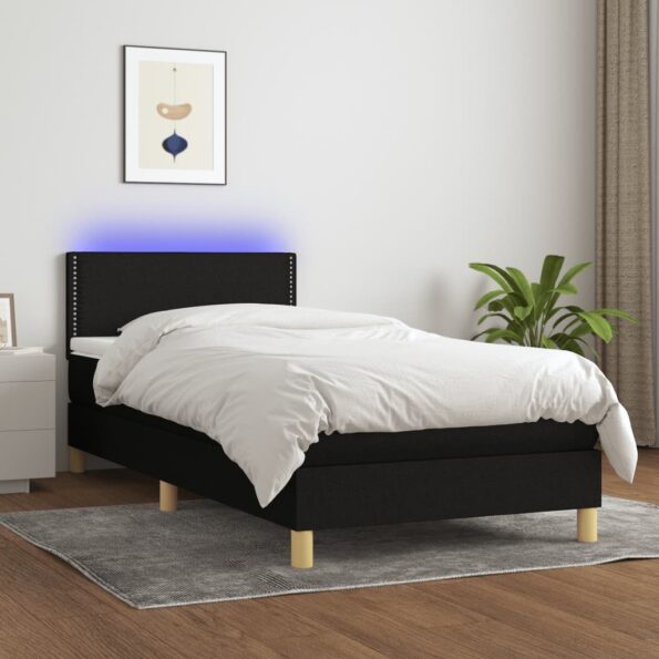 VXL8720287371397_m_en_hd_1.jpg vidaXL Posteľ boxsping s matracom a LED čierna 100x200 cm látka – Obrázok 1