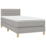 vidaXL Posteľ boxsping s matracom a LED bledosivá 100x200 cm látka – Obrázok 3