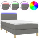 vidaXL Posteľ boxsping s matracom a LED tmavosivá 100x200 cm látka – Obrázok 2