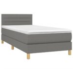 vidaXL Posteľ boxsping s matracom a LED tmavosivá 100x200 cm látka – Obrázok 3