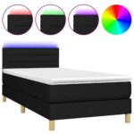 vidaXL Posteľ boxsping s matracom a LED čierna 100x200 cm látka – Obrázok 2