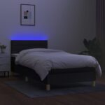 vidaXL Posteľ boxsping s matracom a LED čierna 100x200 cm látka – Obrázok 4