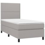 vidaXL Posteľ boxsping s matracom a LED bledosivá 90x200 cm látka – Obrázok 3