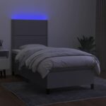 vidaXL Posteľ boxsping s matracom a LED bledosivá 90x200 cm látka – Obrázok 4