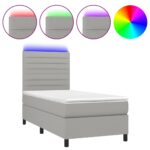 vidaXL Posteľ boxsping s matracom a LED bledosivá 90x200 cm látka – Obrázok 2