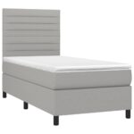 vidaXL Posteľ boxsping s matracom a LED bledosivá 90x200 cm látka – Obrázok 3