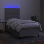vidaXL Posteľ boxsping s matracom a LED bledosivá 90x200 cm látka – Obrázok 4