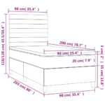 vidaXL Posteľ boxsping s matracom a LED bledosivá 90x200 cm látka – Obrázok 8