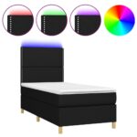 vidaXL Posteľ boxsping s matracom a LED čierna 90x200 cm látka – Obrázok 2